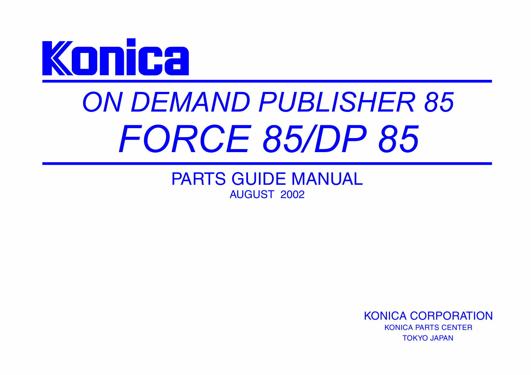 Konica-Minolta bizhub FORCE85 DP85 55ZE Parts Manual-1